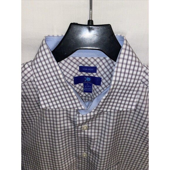 Egara Men’s Dress Shirt Size Large Red Blue Striped Business Formal Wedding City - Picture 3 of 12